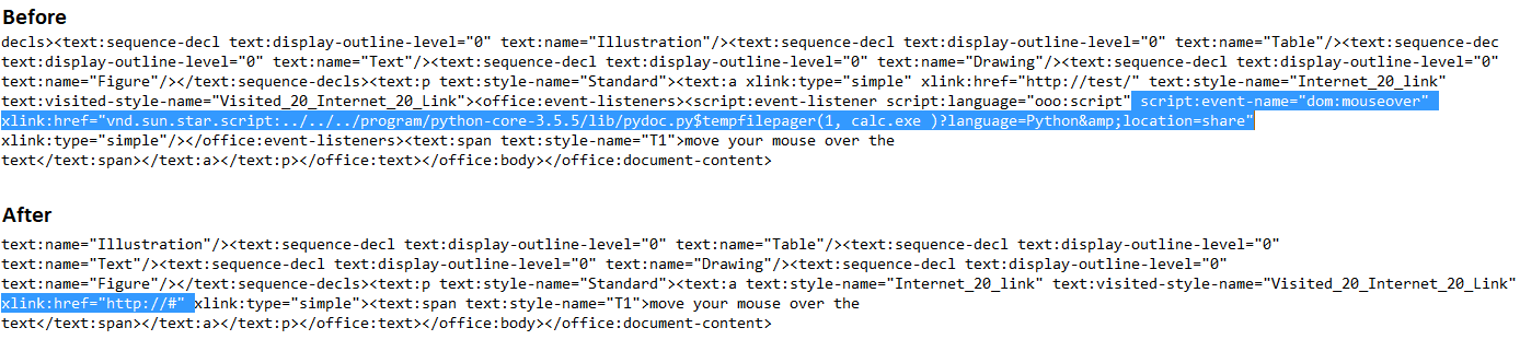 Data Sanitization against Remote Code Execution in LibreOffice (CVE-2018-16858)
