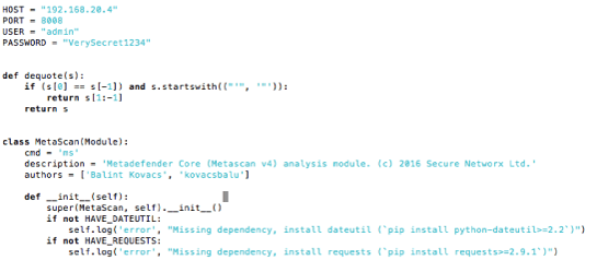 Integration of Viper Malware Analysis Framework and Metadefender Core